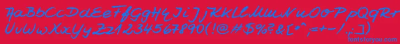 Jesco7Handwriting Font – Blue Fonts on Red Background