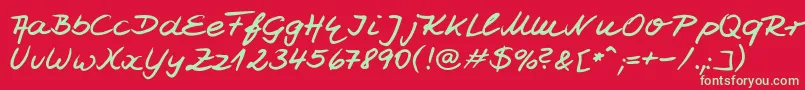 フォントJesco7Handwriting – 赤い背景に緑の文字