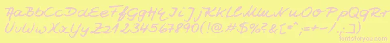 Шрифт Jesco7Handwriting – розовые шрифты на жёлтом фоне