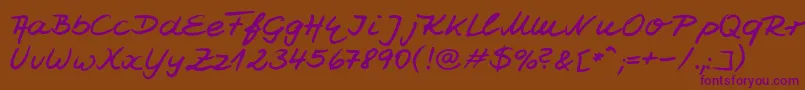 Jesco7Handwriting-Schriftart – Violette Schriften auf braunem Hintergrund