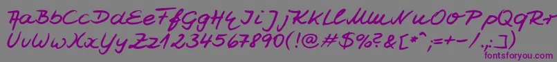 Jesco7Handwriting Font – Purple Fonts on Gray Background