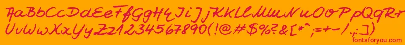 Шрифт Jesco7Handwriting – красные шрифты на оранжевом фоне