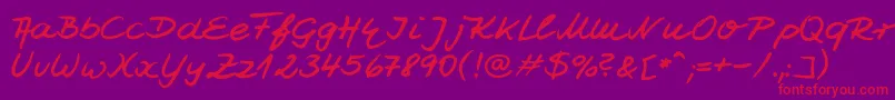 フォントJesco7Handwriting – 紫の背景に赤い文字