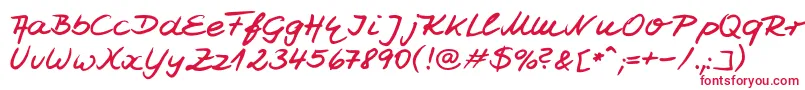 フォントJesco7Handwriting – 赤い文字