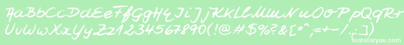 フォントJesco7Handwriting – 緑の背景に白い文字