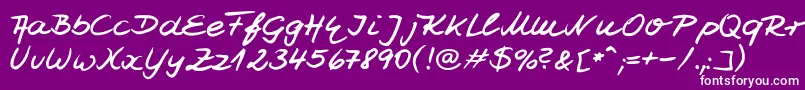 フォントJesco7Handwriting – 紫の背景に白い文字