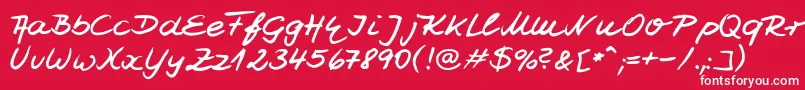 フォントJesco7Handwriting – 赤い背景に白い文字