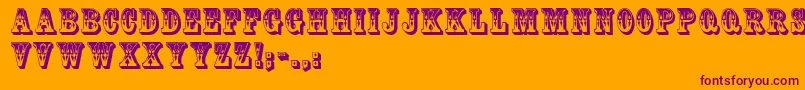 Czcionka Mackinawdisplaycaps – fioletowe czcionki na pomarańczowym tle