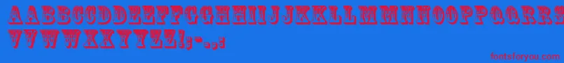 フォントMackinawdisplaycaps – 赤い文字の青い背景