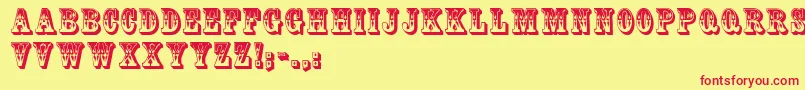 Mackinawdisplaycaps Font – Red Fonts on Yellow Background