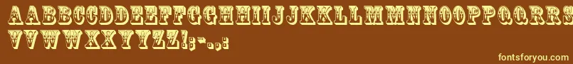 Mackinawdisplaycaps-fontti – keltaiset fontit ruskealla taustalla