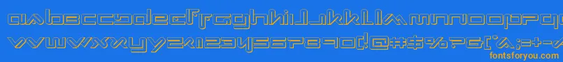 Xephyr3D-Schriftart – Orangefarbene Schriften auf blauem Hintergrund