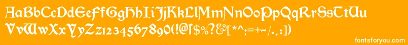 Fonte Morrisromanblackalt – fontes brancas em um fundo laranja