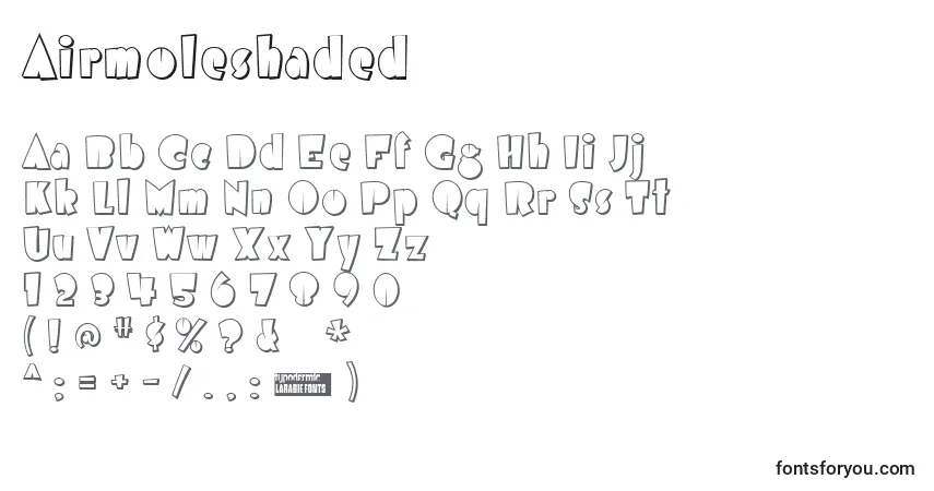Schriftart Airmoleshaded – Alphabet, Zahlen, spezielle Symbole