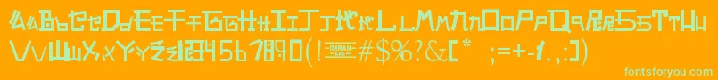 Weitere Informationen zur AlphabetSnkByPmpeps-Schriftart AlphabetSnkByPmpeps-Schriftart – Grüne Schriften auf orangefarbenem Hintergrund