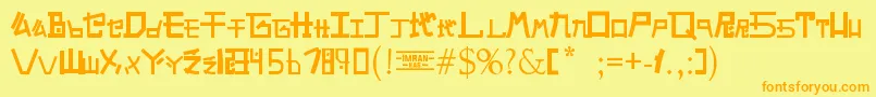 フォントAlphabetSnkByPmpeps – オレンジの文字が黄色の背景にあります。