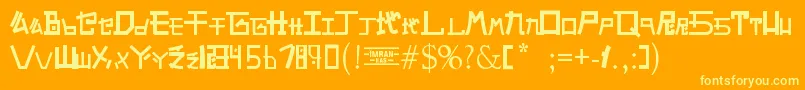 Czcionka AlphabetSnkByPmpeps – żółte czcionki na pomarańczowym tle