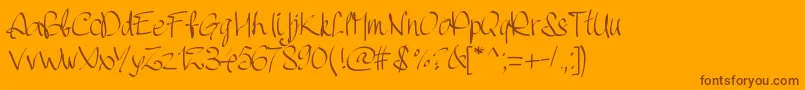 Pwhandscript Font – Brown Fonts on Orange Background