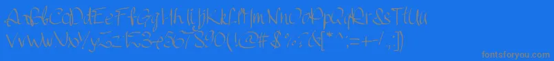Pwhandscript Font – Gray Fonts on Blue Background