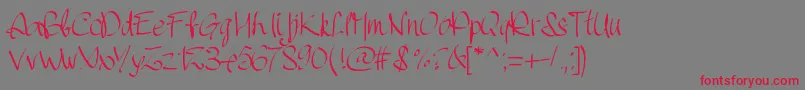 Pwhandscript Font – Red Fonts on Gray Background