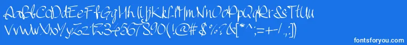 フォントPwhandscript – 青い背景に白い文字