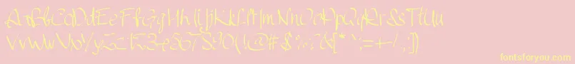 Pwhandscript Font – Yellow Fonts on Pink Background