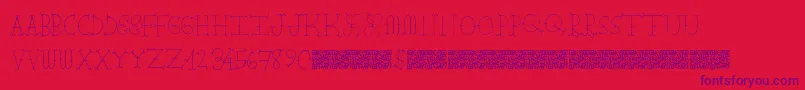 フォントFarmbarns – 赤い背景に紫のフォント