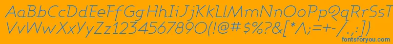 AshbyLightItalic-Schriftart – Blaue Schriften auf orangefarbenem Hintergrund