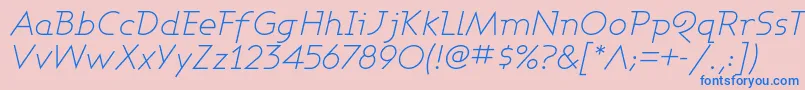 AshbyLightItalic Font – Blue Fonts on Pink Background