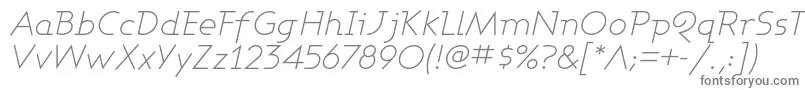 AshbyLightItalic-fontti – harmaat kirjasimet valkoisella taustalla