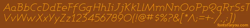 AshbyLightItalic Font – Orange Fonts on Brown Background