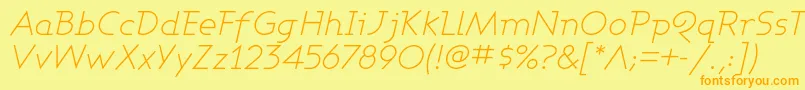 Fonte AshbyLightItalic – fontes laranjas em um fundo amarelo