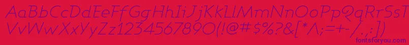 AshbyLightItalic Font – Purple Fonts on Red Background