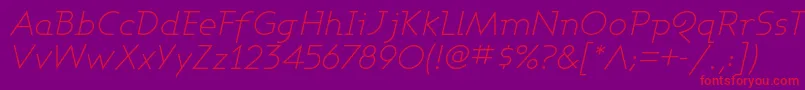 AshbyLightItalic Font – Red Fonts on Purple Background