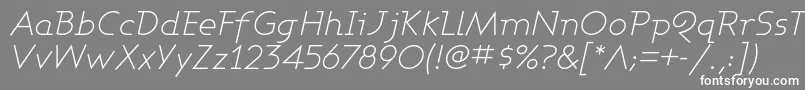 フォントAshbyLightItalic – 灰色の背景に白い文字