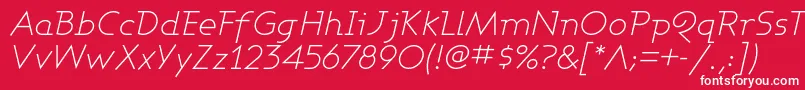 AshbyLightItalic Font – White Fonts on Red Background