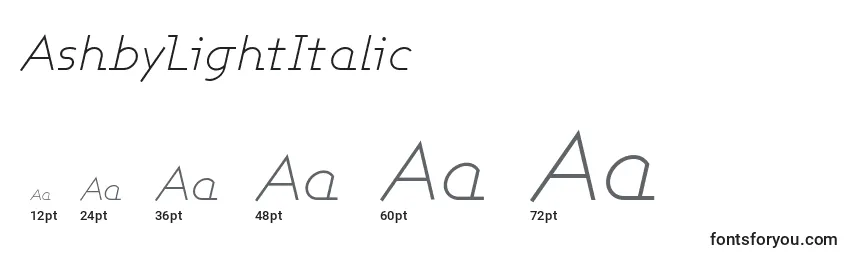 Размеры шрифта AshbyLightItalic