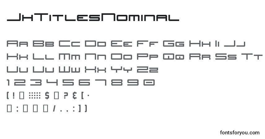 JhTitlesNominal Font – alphabet, numbers, special characters