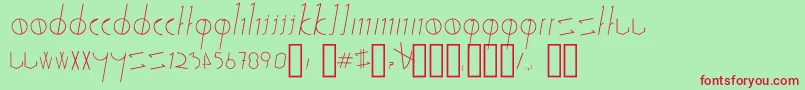SticksStones-Schriftart – Rote Schriften auf grünem Hintergrund