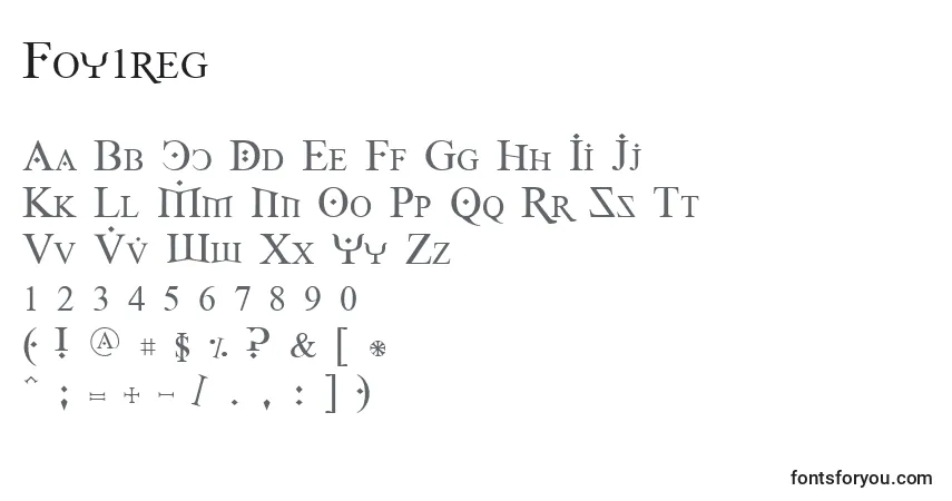 Schriftart Foy1reg – Alphabet, Zahlen, spezielle Symbole