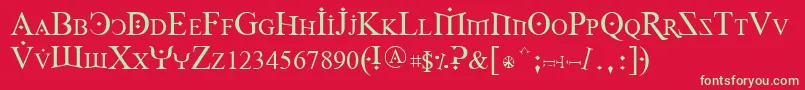 フォントFoy1reg – 赤い背景に緑の文字