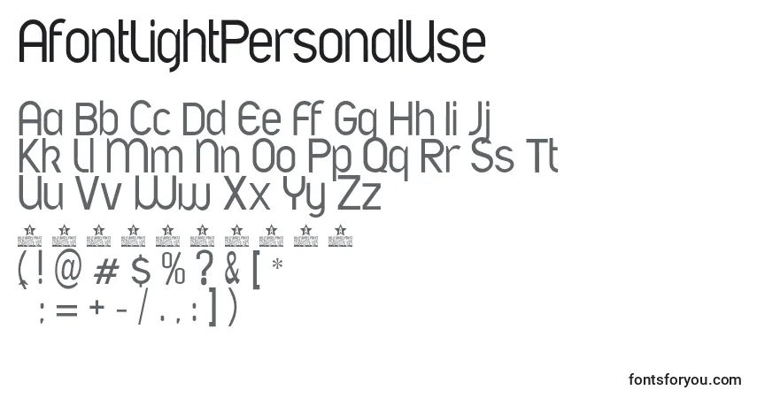 A fonte AfontLightPersonalUse – alfabeto, números, caracteres especiais