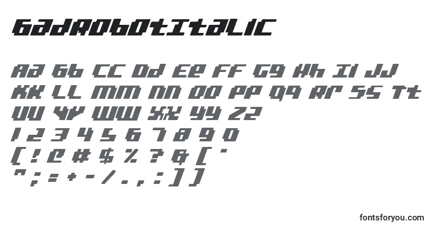 BadRobotItalic-fontti – aakkoset, numerot, erikoismerkit
