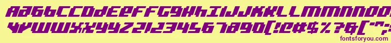 BadRobotItalic Font – Purple Fonts on Yellow Background