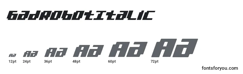 BadRobotItalic Font Sizes