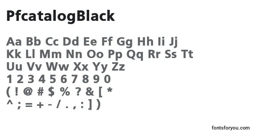 Czcionka PfcatalogBlack – alfabet, cyfry, specjalne znaki