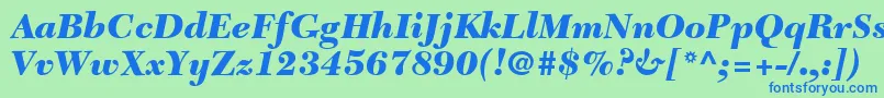 TycoonBlackSsiBlackItalic-Schriftart – Blaue Schriften auf grünem Hintergrund