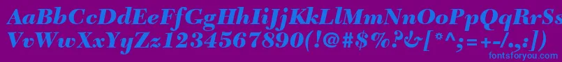 TycoonBlackSsiBlackItalic-Schriftart – Blaue Schriften auf violettem Hintergrund