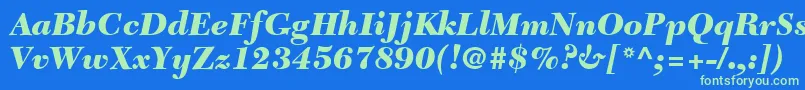 Шрифт TycoonBlackSsiBlackItalic – зелёные шрифты на синем фоне