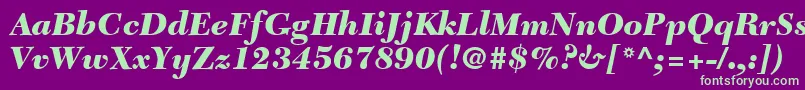 TycoonBlackSsiBlackItalic-Schriftart – Grüne Schriften auf violettem Hintergrund